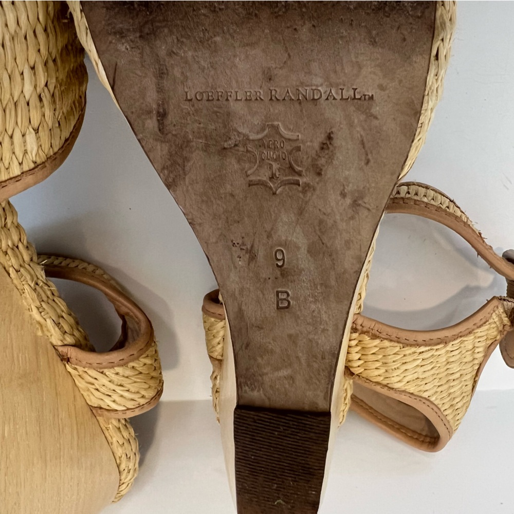 Loeffler Randall Raffia Peep Toe Wedges Size 9 - Picture 14 of 16